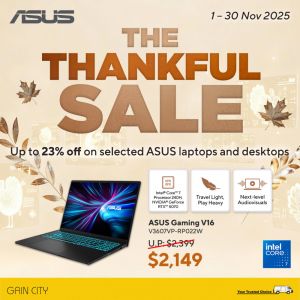 Gain City ASUS Thankful Sale: Up to 23% OFF Laptops & Desktops (1–30 Nov 2025)