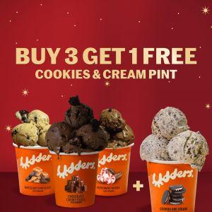 Udders Ice Cream Christmas Promotion - Buy 3 Get 1 FREE Cookies & Cream Pint
