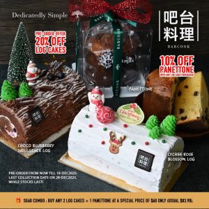 Barcook Bakery Christmas Log Cakes & Panettone Pre-Order Promotion (Until 16 Dec 2025)