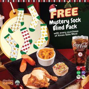 Kenny Rogers Roasters Christmas Promotion: FREE Mystery Sock Blind Pack with Every Xmas Solo Meal Purchase