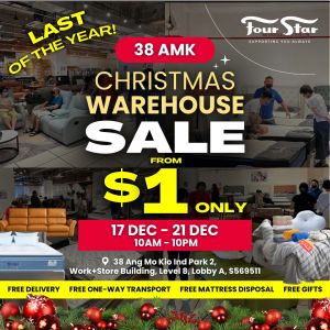 Four Star Christmas Warehouse Sale: Mattresses, Sofas & Furniture From $1 (17–21 Dec 2025)