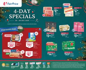 NTUC FairPrice 4-Day Specials Promotion: Christmas Grocery Deals (25–28 Dec 2025)