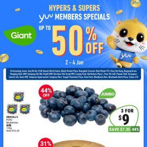 Giant yuu Members Special: Blueberries 3 for $9 & Chiffon Cake Deal (2-4 Jan 2026)