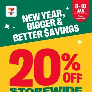 7-Eleven Storewide Sale: 20% OFF with Min. $20 Spend (8-10 Jan 2026)