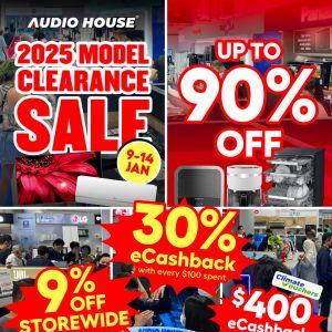 Audio House 2025 Model Clearance Sale: Up to 90% Off + 30% eCashback (9-14 Jan 2026)