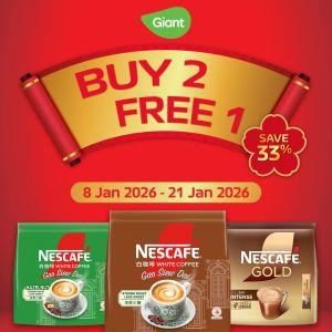 Giant NESCAFÉ CNY Special: Buy 2 Free 1 White Coffee & Gold 3in1 (8-21 Jan 2026)