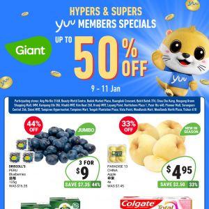 Giant yuu Members Special: Buy 1 Free 1 Toothpaste & Cream (9-11 Jan 2026)