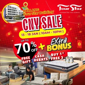 Four Star CNY Sale at Kallang HQ: Up to 70% OFF + Guaranteed Delivery (13-18 Jan 2026)