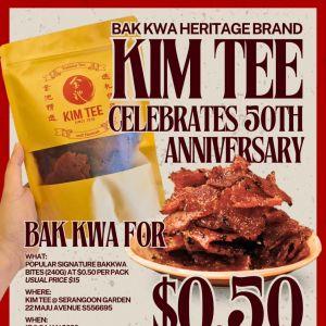 Kim Tee 50th Anniversary: Signature Bak Kwa for $0.50 (17 & 24 Jan 2026)