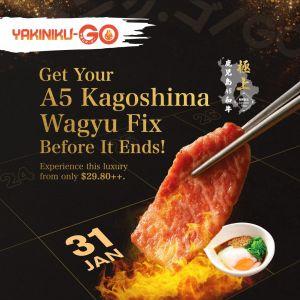 Yakiniku-GO A5 Kagoshima Wagyu: Luxury Beef from $29.80++ (Ends 31 Jan 2026)
