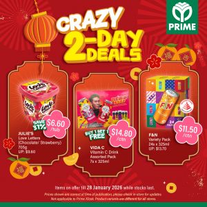 Prime Supermarket Crazy 2-Day Deals: Julie's Love Letters $6.60 & 1-for-1 Drinks (27-28 Jan 2026)