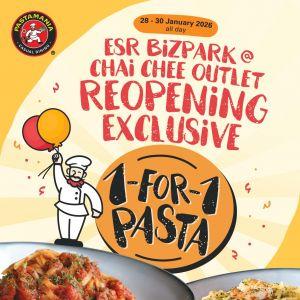 PastaMania ESR BizPark@Chai Chee Reopening: 1-For-1 Pasta Exclusive (28-30 Jan 2026)