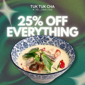 Tuk Tuk Cha Promotion: 25% Off Everything Tea Time Deal (March 2026)