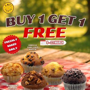 Kopi & Tarts Buy 1 Get 1 Free: Muffin Promotion (9-22 March)