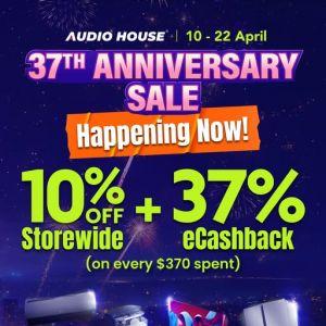 Audio House 37th Anniversary Sale: 10% OFF Storewide + 37% eCashback (10 - 22 Apr 2026)