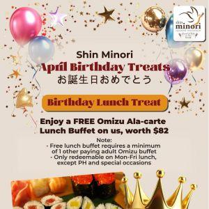Shin Minori APRIL Birthday Specials: FREE Lunch Buffet & Sushi Cake Promotion (April 2026)