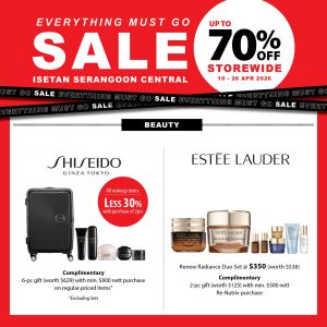 Isetan Serangoon Central Sale: Everything Must Go - Up to 70% OFF Storewide (10-26 Apr 2026)