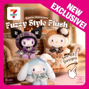 7-Eleven Sanrio Characters Fuzzy Style Plush Blind Box: New Exclusive - Collect All 4 Kawaii Designs!