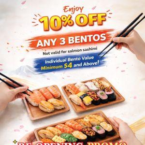争鲜gogo Promotion: Grantral Mall Re-opening Special - 10% OFF Any 3 Bentos (15-17 Apr 2026)