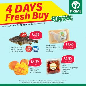 Prime Supermarket Promotion: WOW! Deals & Fresh Buy - Buy 1 Free 1 (17-20 Apr 2026)
