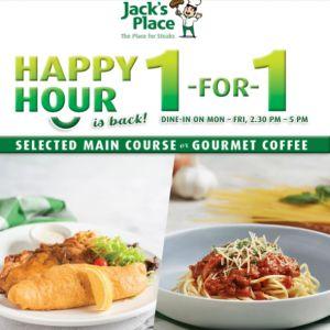 Jack’s Place Happy Hour 1-FOR-1 Promotion: Selected Main Courses & Gourmet Coffee (April 2026)