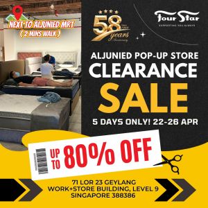 Four Star Clearance Sale: Aljunied Pop-Up Store - Up To 80% OFF (22-26 Apr 2026)