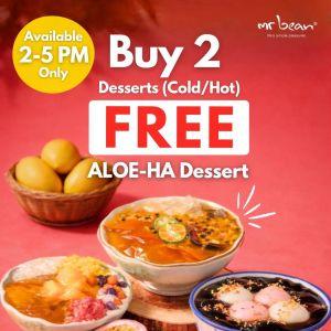 Mr Bean Buy 2 Get 1 FREE Promotion: FREE Aloe-Ha Dessert (Starting 21 April 2026)