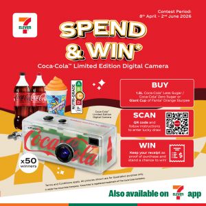7-Eleven Spend & Win Promotion: Win Coca-Cola Limited Edition Digital Camera (8 April - 2 June 2026)