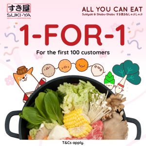 Suki-Ya 1-FOR-1 Regular Buffet Promotion: All-You-Can-Eat Sukiyaki at Bugis+ (27 - 29 April 2026)