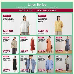 MUJI Limited-Time Offers: Linen Series, UV Protection Wear & 15% OFF Cooling Bedlinen (24 April - 03 May 2026)