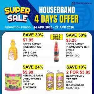 Sheng Siong 4 Days Promotion: Housebrand Super Sale - Up to 50% OFF & Buy 1 Get 1 Free (24 - 27 Apr 2026)