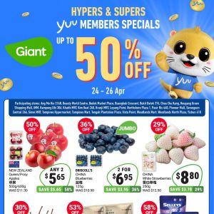 Giant Yuu Members Promotion: Hypers & Supers Specials - Up to 58% OFF (24-26 Apr 2026)