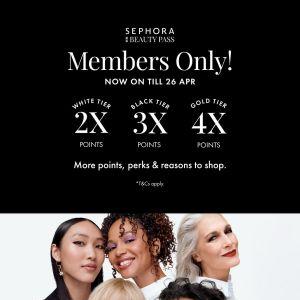 Sephora Sale: Beauty Pass Members Promotion - Up to 4X Points (23-26 Apr 2026)