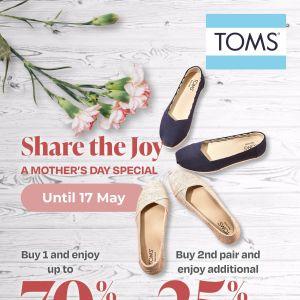 Bratpack Mother’s Day Promotion: Up to 70% OFF TOMS Shoes & 2nd Pair 25% OFF (Until 17 May 2026)