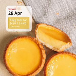 Tai Cheong Bakery Promotion: 4 Egg Tarts Special - 4 For $8 (28 April 2026)