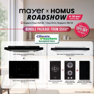 Mayer x Homus Roadshow Special: Built-in Hob & Hood Bundles & Mistral Fan Deals (4 - 10 May 2026)