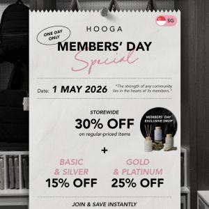 HOOGA Members Day Sale: 30% OFF Storewide + Up to 25% Extra Discount (1 May 2026)