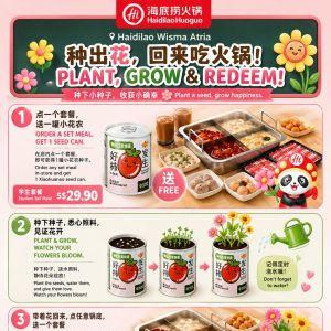 Haidilao Wisma Atria Plant, Grow & Redeem: Free Set Meal Promotion (27 April - 31 May 2026)