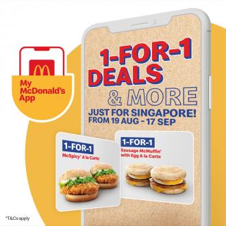 McDonald's 1-For-1 Deals & More Promotion (19 Aug 2021 - 17 Sep 2021)