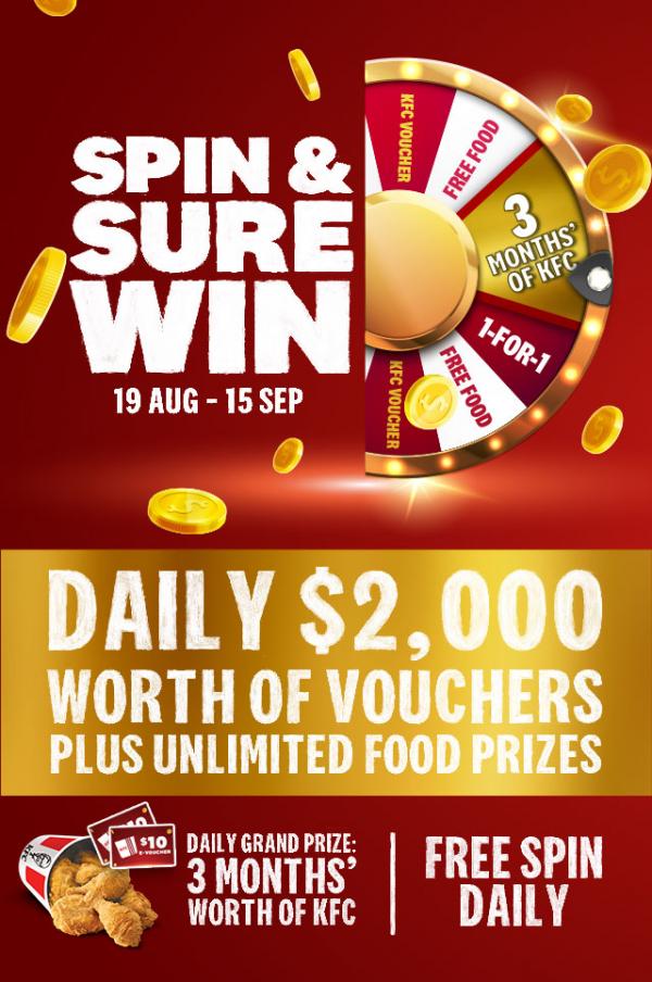 KFC Spin & Sure Win Promotion (19 August 2021 - 15 September 2021)