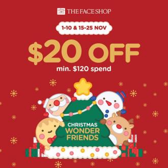 The Face Shop Online Christmas Sale $20 OFF (1 November 2021 - 10 November 2021)