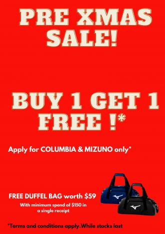 World of Sports Columbia & Mizuno Pre Christmas Sale Buy 1 Get 1 FREE