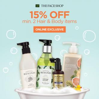 The Face Shop Online Hair & Body Products Sale 15% OFF (valid until 25 Oct 2020)