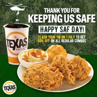 Texas Chicken SAF Day 50% OFF Regular Combos Promotion (1 Jul 2022)