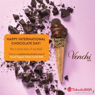 Takashimaya International Chocolate Day FREE Venchi Regular Gelato Promotion (7 Jul 2022 - 17 Jul 2022)