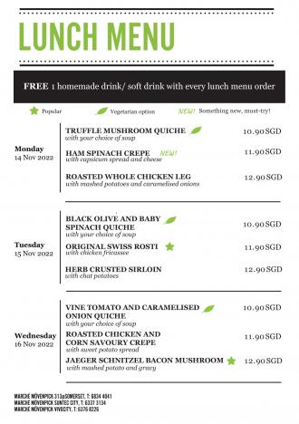 Marche Movenpick Lunch Menu Promotion (14 Nov 2022 - 18 Nov 2022)