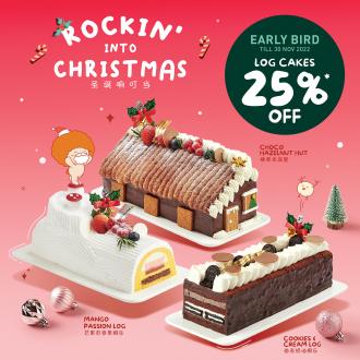 BreadTalk Christmas Log Cakes Early Bird Promotion 25% OFF (valid until 30 November 2022)