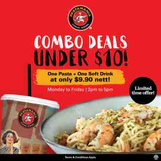 PastaMania Pasta + Soft Drink Combo only $9.90 Promotion