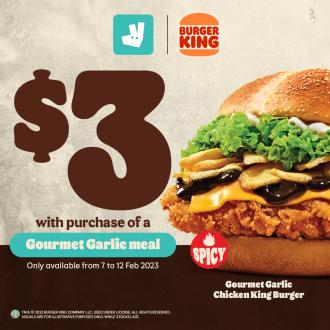 Deliveroo Burger King Gourmet Garlic Burger for $3 Promotion (7 Feb 2023 - 12 Feb 2023)
