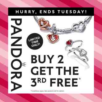 Pandora Buy 2 Get 3rd FREE Promotion (valid until 14 Feb 2023)